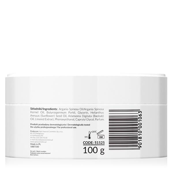 Apis Professional Orange terApis Naturalne Masło Shea do Masażu Ciała z Marokańskim Olejkiem Arganowym i Ekstraktem z Pomarańczy dla Skóry Suchej 200g