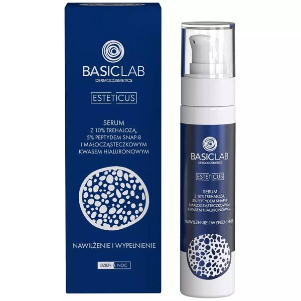 BasicLab Dermocosmetics Trehalose & Snap-8 Peptide Serum - 10% Hydration, 5% Anti-Aging Formula for Dry Skin (50ml)