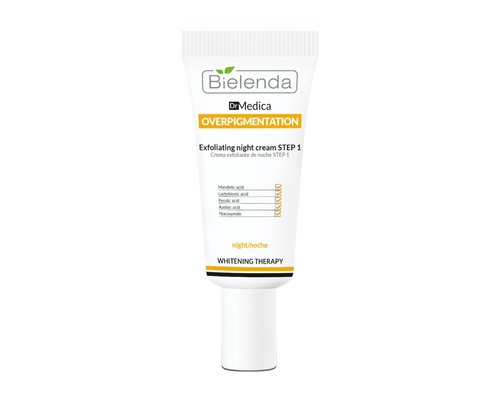 Bielenda Dr Medica Overpigmentation Złuszczający Krem Krok 1 z Kwasem Ferulowym Migdałowym i Azelainowym na Noc 30ml