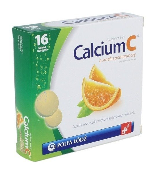 Calcium C Pomarańczowy Uzupełnienie Codziennej Diety w Wapń i Witaminę C 16 Tabletek