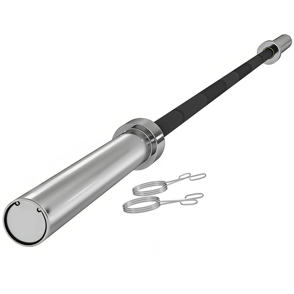 SPORTNOW 210cm Olympic Barbell Bar for 5cm Weight Plates, with Spring Clips, 19kg