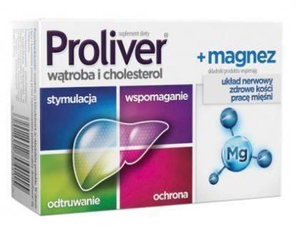 Proliver + Magnez na Wątrobę Cholesterol Układ Nerwowy i Zdrowe Kości 30 Tabletek