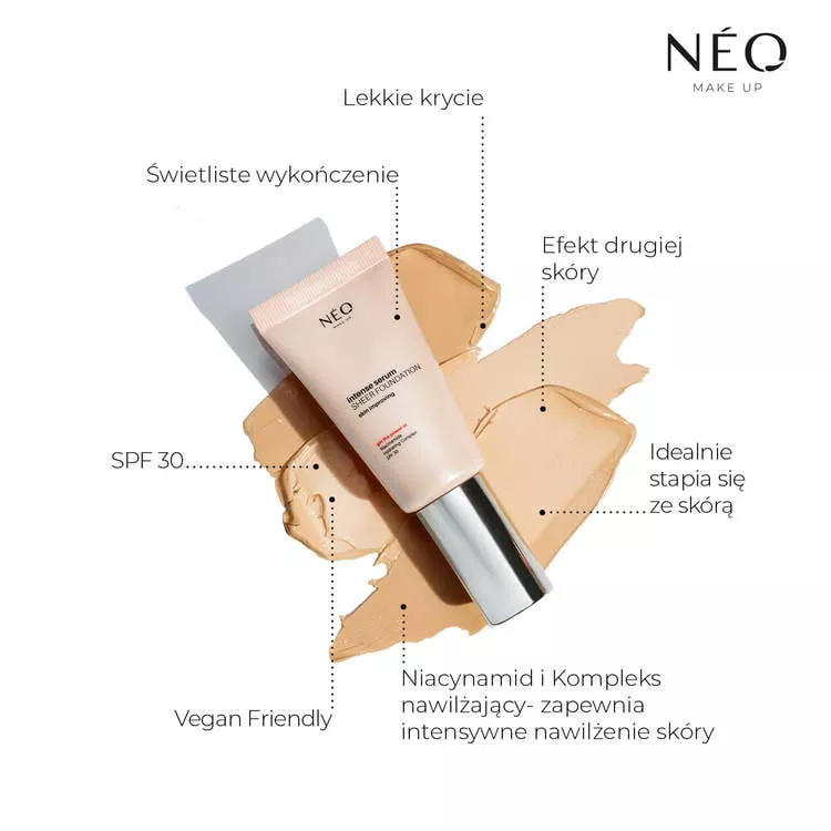 Neo Makeup Intense Serum Sheer SPF 30 Nawilżający Podkład Nr 03 Natural z Efektem Glass Skin 30ml