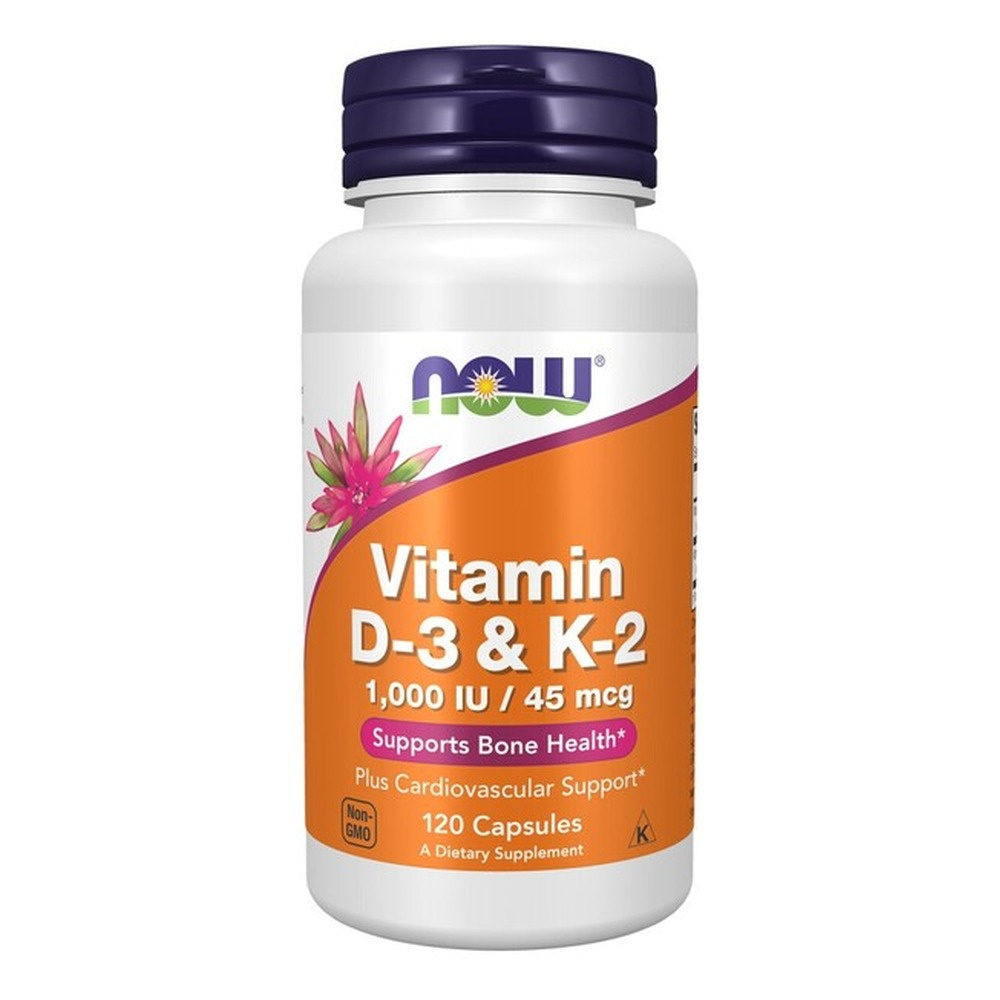 Now Foods Vitamin D-3 & K-2 Wspomaga Prawidłowe Funkcjonowne Systemu Immunologicznego i Zdrowie Kości  120 Kapsułek