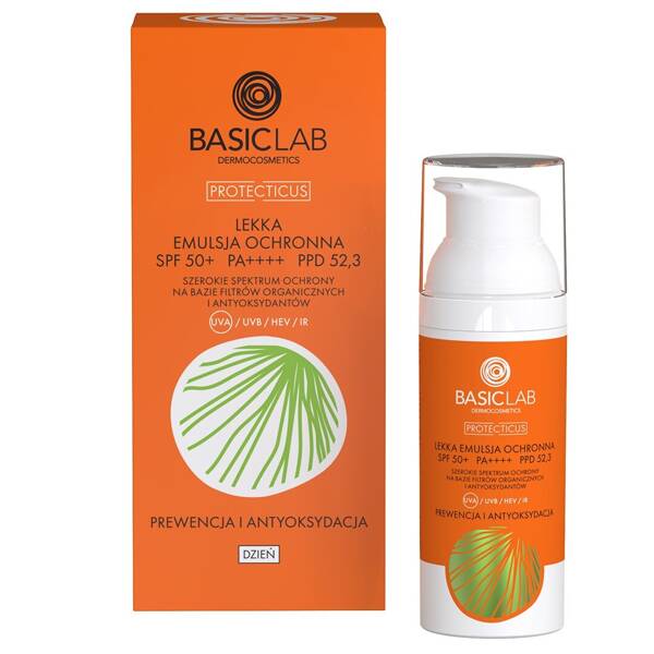 Basiclab Protecticus Lekka Emulsja Ochronna SPF 50+ dla Skóry Tłustej i Mieszanej