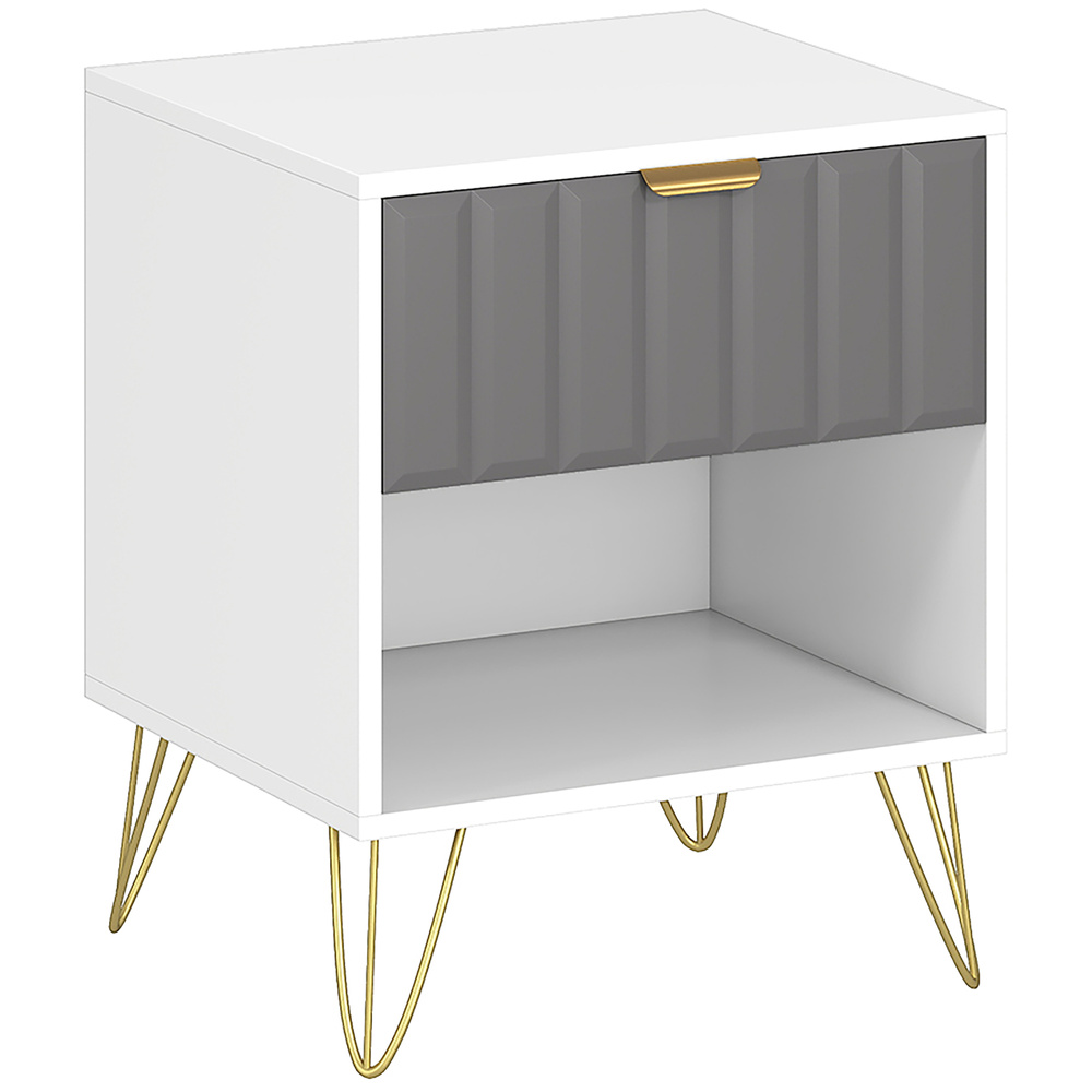 HOMCOM Bedside Table Modern Bedside Cabinet with Drawer and Open Compartment, 45 x 40 x 55, White