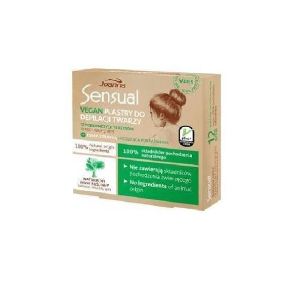 Joanna Sensual Vegan Depilatory Face Strips Natural Vegetal Wax 12 Strips