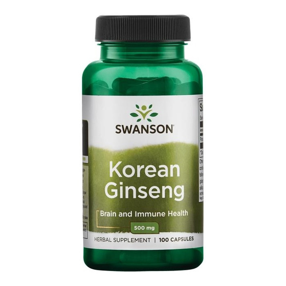 Swanson Korean Ginseng 500mg Żeń-Szeń Koreański 100 Kapsułek