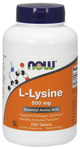 NOW Foods L-Lysine 500 mg Skin Immunity and Regeneration Support 250 Tablets