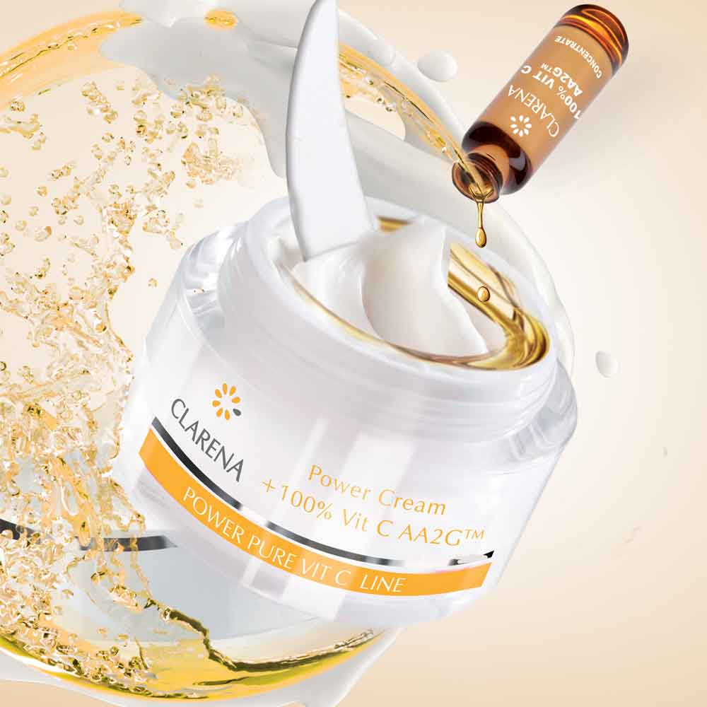 Clarena Power Pure Witamina C Line: Innowacyjny Krem Rozjaśniający z Technologią AA2G (50 ml + 1,5 ml Aktywnej Witaminy C)