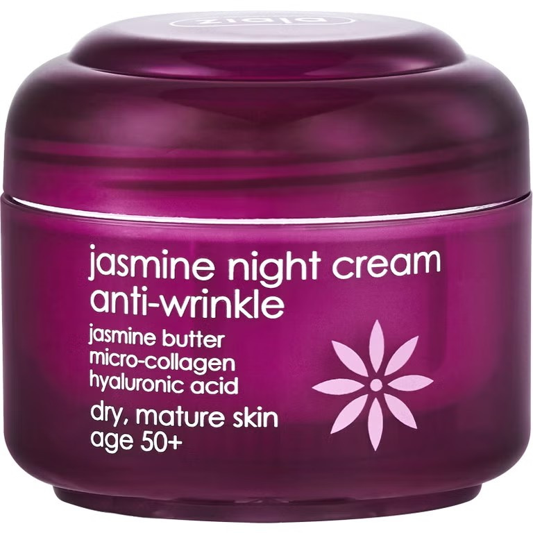 Ziaja Jaśmin Krem przeciw Zmarszczkom 50+ z Kwasem Hialuronowym dla Skóry Dojrzałej na Noc Vegan 50ml