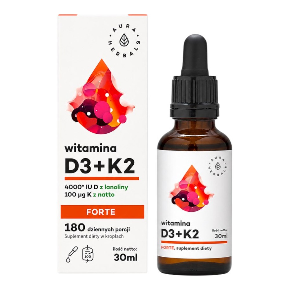 AURA HERBALS Witamina D3 + K2 MK-7 Forte Krople 30ml