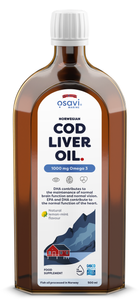 Osavi Norwegian Cod Liver Oil 1000mg Omega 3 with Lemon-Mint Flavour 500ml