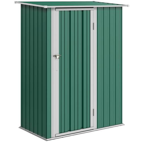 Outsunny 5ft x 3ft Garden Storage Shed, Outdoor Metal Shed with Sloped Roof, Lockable Door for Tools, Equipment, Green
