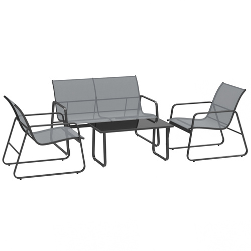 Outsunny Four-Piece Minimalistic Garden Sofa Set - Light Grey