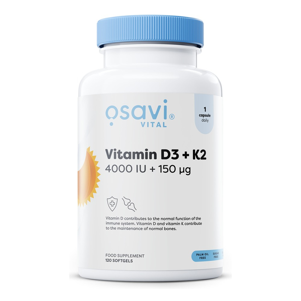 Osavi Witamina D3 + K2 4000 IU + 150 mcg na Odporność i Zdrowe Kości 120 Kapsułek