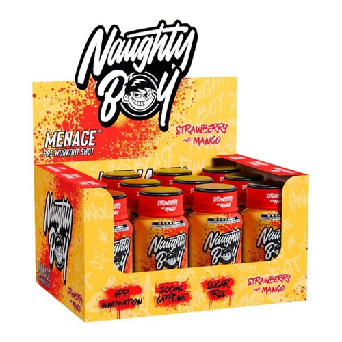 Naughty Boy Menace Pre-Workout Shot Strawberry and Mango 12 x 60 ml