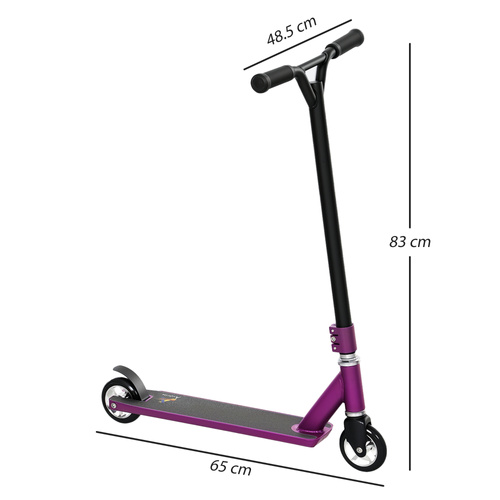 HOMCOM Stunt Scooter, 360° Entry Level Tricks Scooter w/ Lightweight Aluminium Deck and ABEC 7 Bearing, For Age 14+ Beginners, Purple