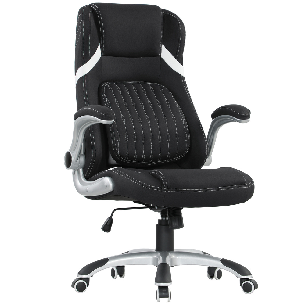 Vinsetto Linen-Look Office Chair, with Adjustable Height and Tension - Black