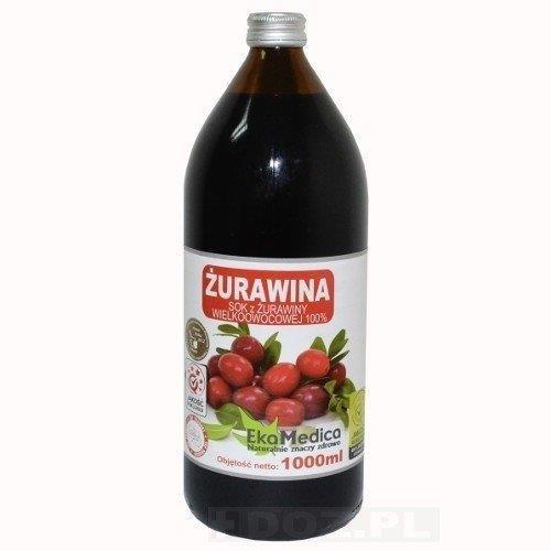 EkaMedica Naturalny 100% Sok z Żurawiny 1000 ml