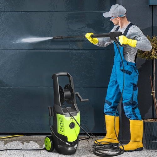 Outsunny 2200W High Pressure Washer, 170 Bar Pressure, 420 L/h Flow, Portable Electric Power Washer Jet Wash Cleaner with Adjustable Nozzle 6M Hose and Hose Reel for Home Patio Car Driveway