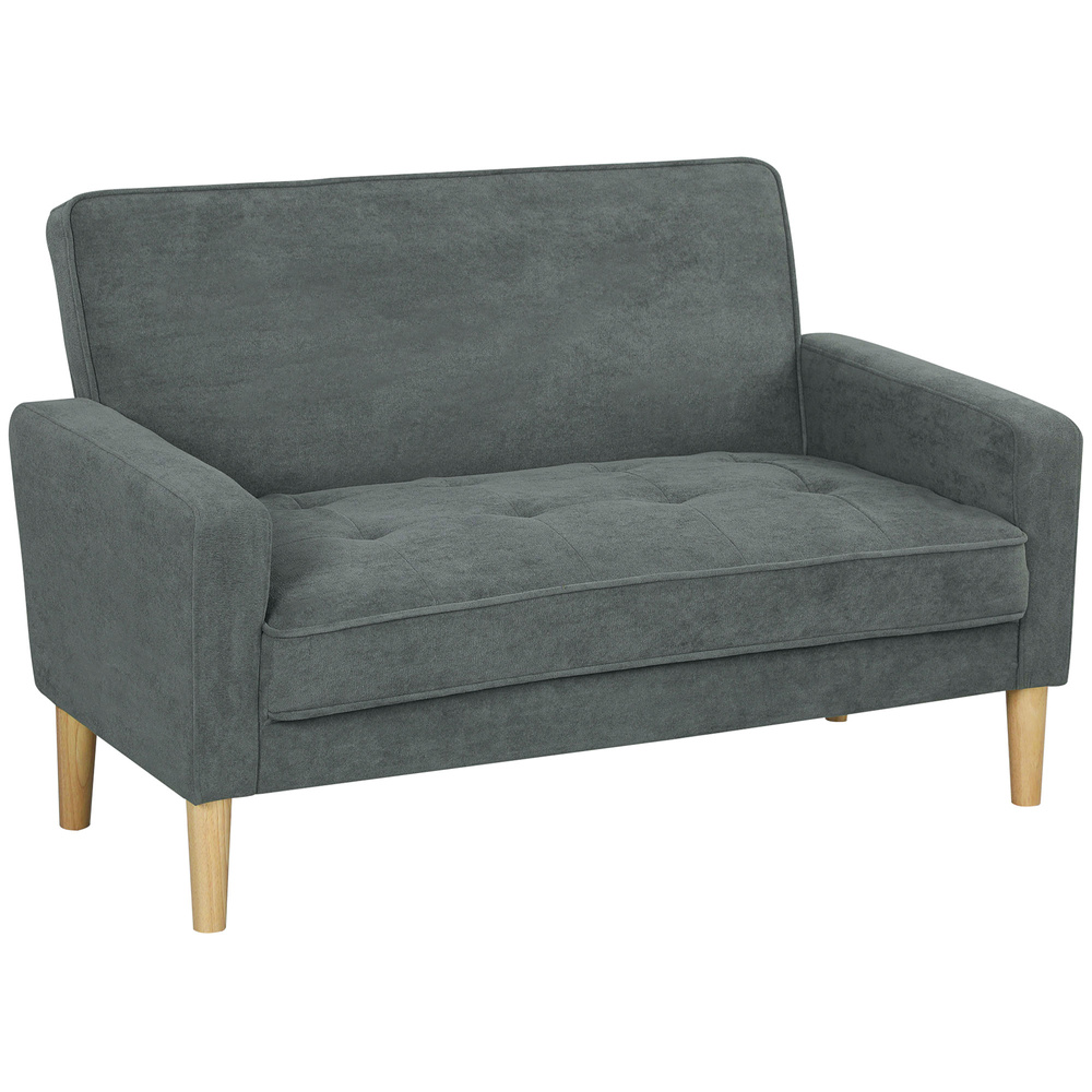 HOMCOM Two-Seater Velvet-Feel Sofa - Grey