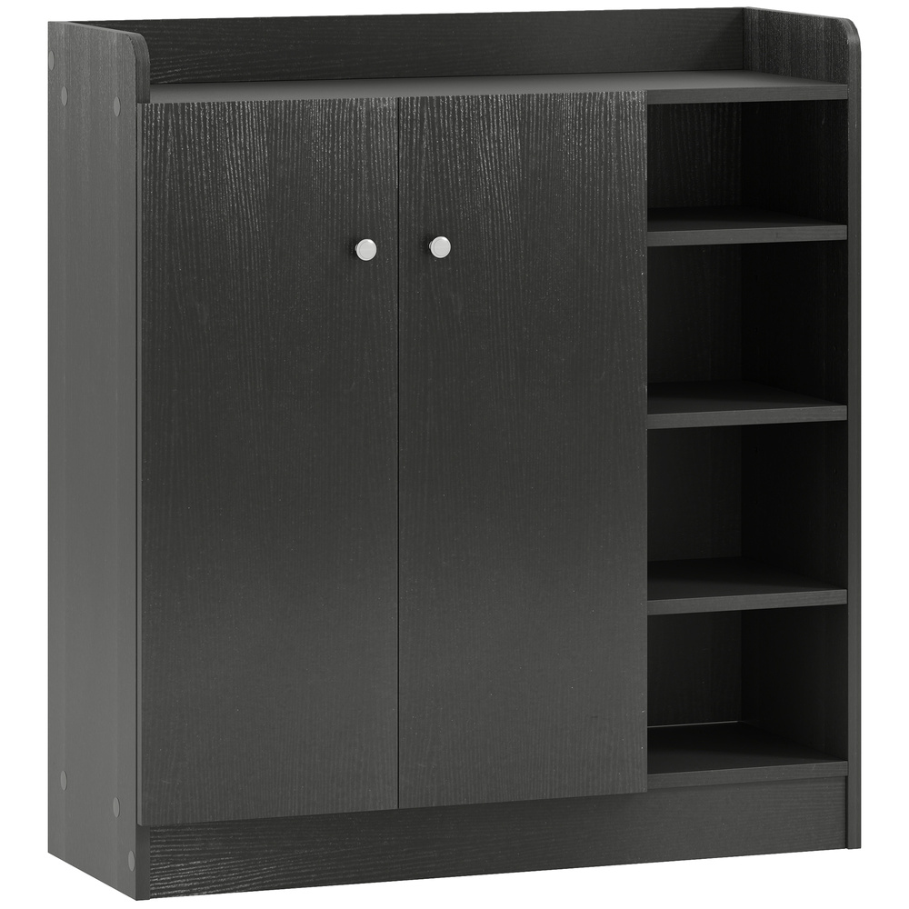 HOMCOM Shoe Storage Cabinet with Adjustable Shelves - Black
