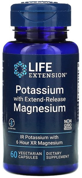 Life Extension Potassium with Extend-Release Magnesium for Healthy Blood Pressure 60 Vcaps