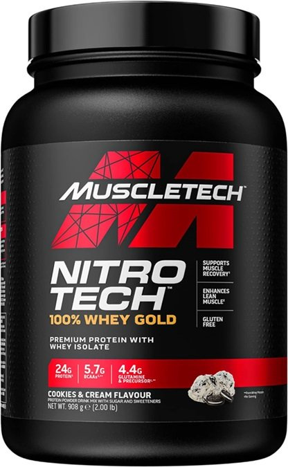 MuscleTech Nitro-Tech 100% Whey Gold Odżywka Białkowa Ciasteczka z Kremem Na Budowę Masy Mięśniowej 908g