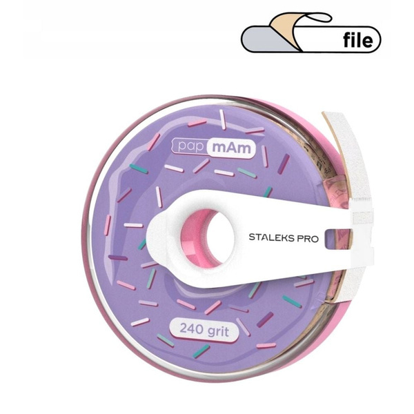 Staleks Pro Expert Disposable White Abrasive Tape in Plastic Case  240 Grit  AT-240w 7m