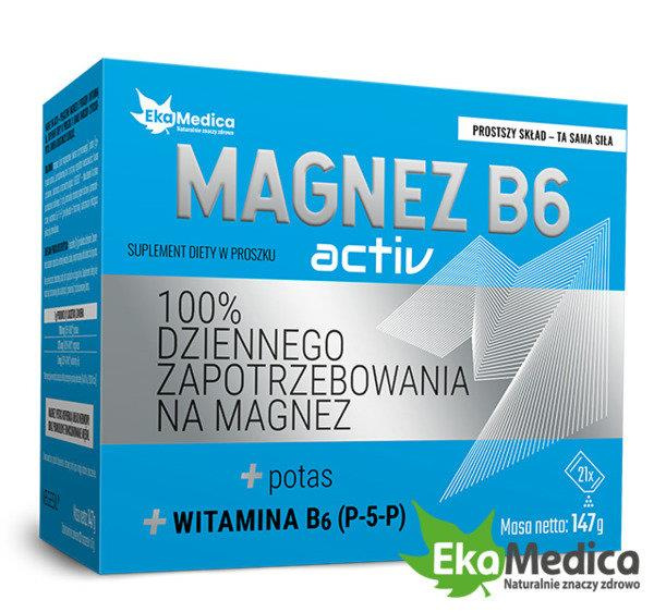 EkaMedica Magnez B6 Activ Wspomaga Układ Nerwowy i Pracę Mięśni 21x7g Saszetki