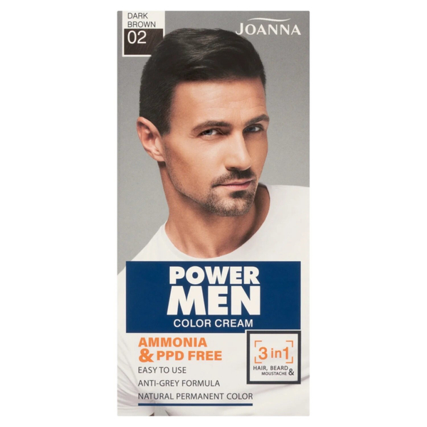 Joanna Power Men Color Cream 3w1 Farba do Włosów dla Mężczyzn Nr 02 Dark Brown 1 Sztuka