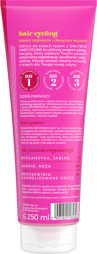 OnlyBio Hair Cycling Regeneracja Szampon do Włosów i Skóry Głowy 250ml