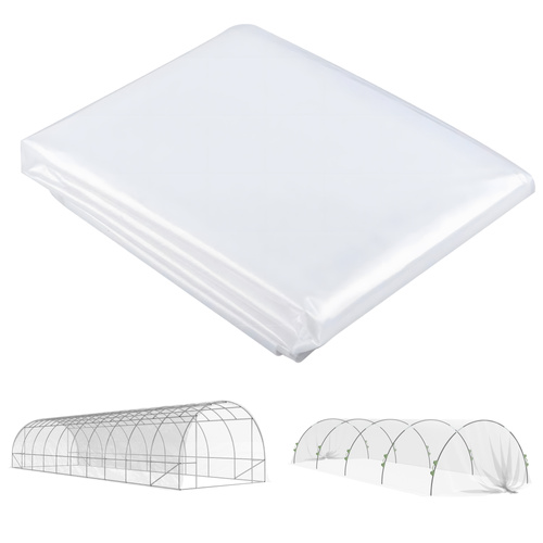 Outsunny 6 X 10m Heavy Duty (150um/6mil) Polypropylene Greenhouse Cover Replacement, UV Resistant Waterproof Plastic Polytunnel Cover, Clear