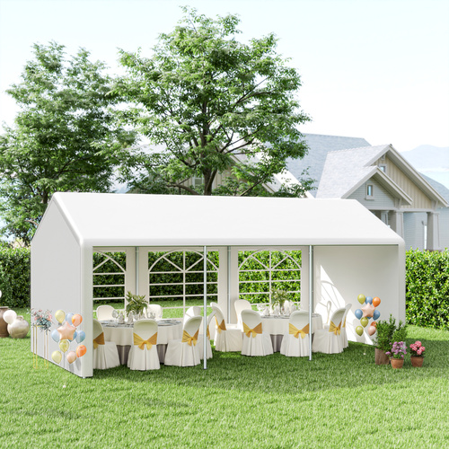 Outsunny 6m x 3m Garden Gazebo Marquee Wedding Shelter Level 4 Wind Protection, White