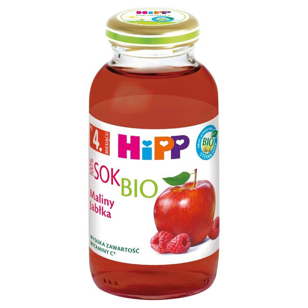 Hipp Bio Sok 100% Maliny i Jabłka dla Niemowląt po 4 Miesiącu 200ml