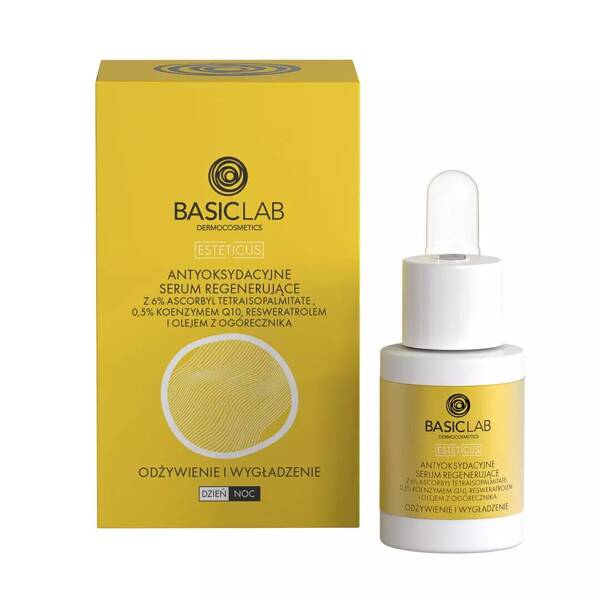 BasicLab Dermocosmetics Luxury Antioxidant Regenerating Serum for Dry & Sensitive Skin - Day & Night Care, 15ml