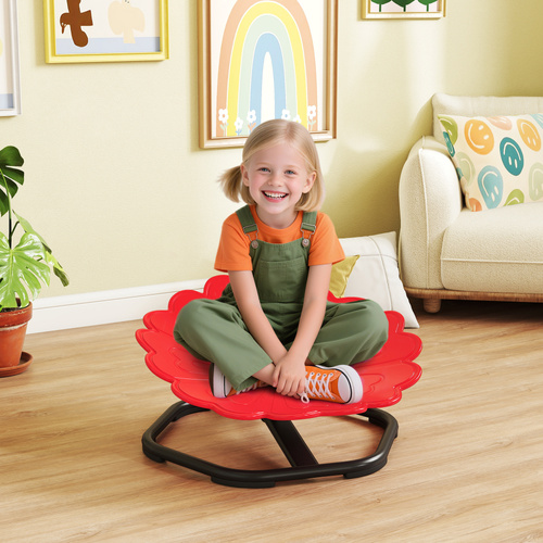 AIYAPLAY Flower-Shaped Sensory Spinning Chair with Non-Slip Base for Balance/Coordination, Red