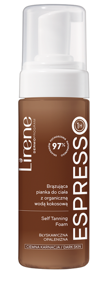 Lirene Perfect Tan Wegańska Brązująca Pianka do Ciała z Organiczną Wodą Kokosową Espresso 150ml