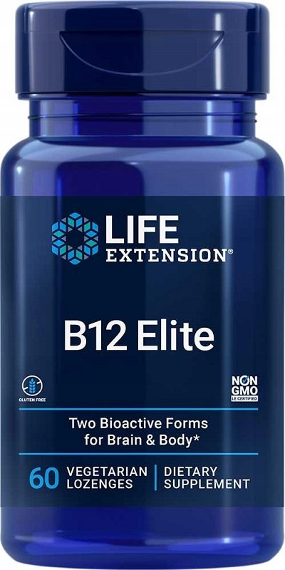 Life Extension B12 Elite Witamina B12 Na Wsparcie Układu Nerwowego 60 Wegetariańskich Pastylek do Ssania