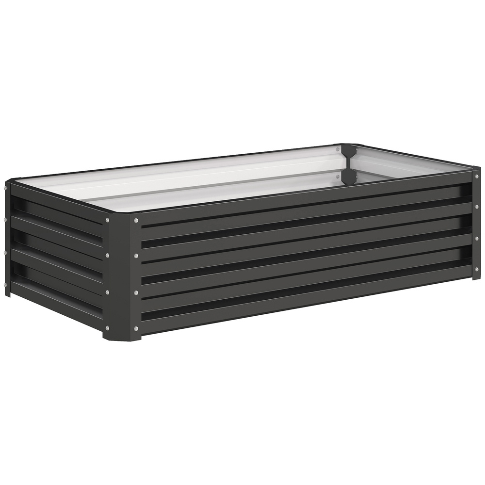 Outsunny Raised Beds for Garden, Galvanized Outdoor Planters, for Herbs and Vegetables, Use for Patio, Backyard, Balcony, Grey
