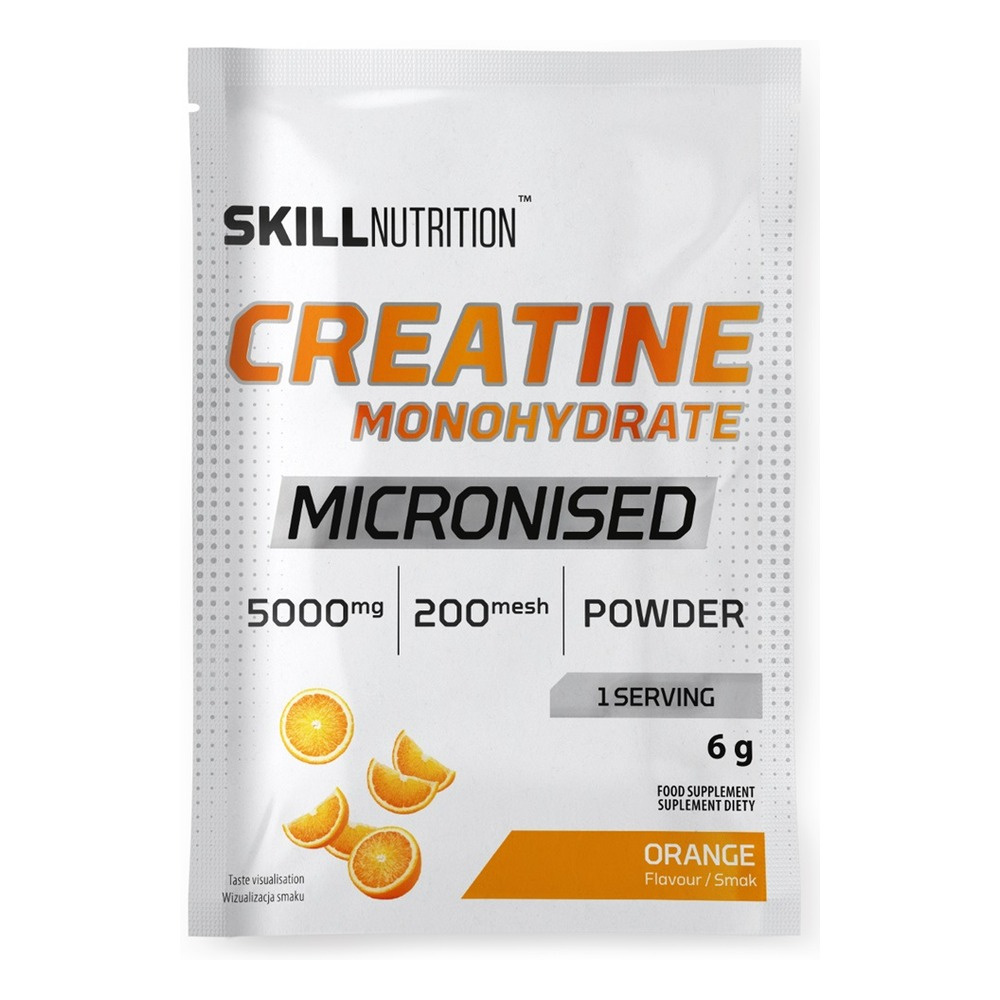 Skill Nutrition Mikronizowany Monohydrat Kreatyny Pomarańczowy w Proszku na Wsparcie Mięśni 6g