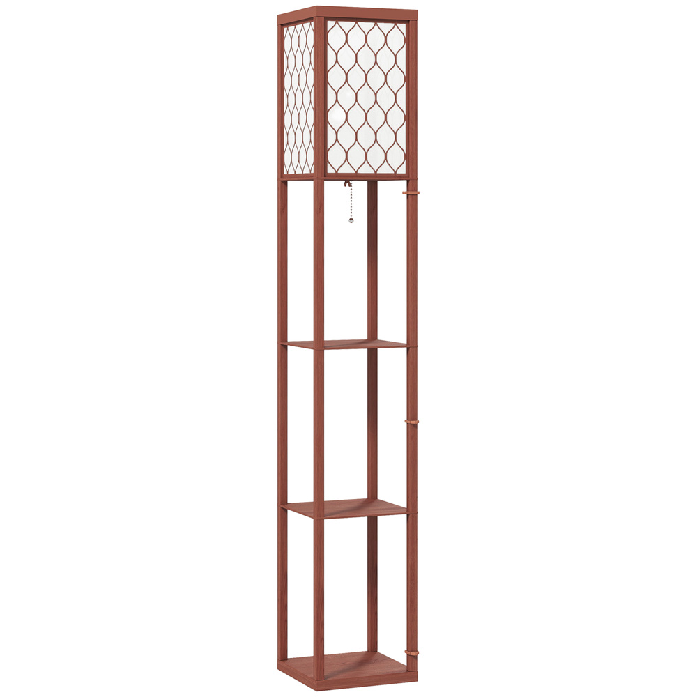 HOMCOM Three-Shelf Standing Lamp - Brown/White
