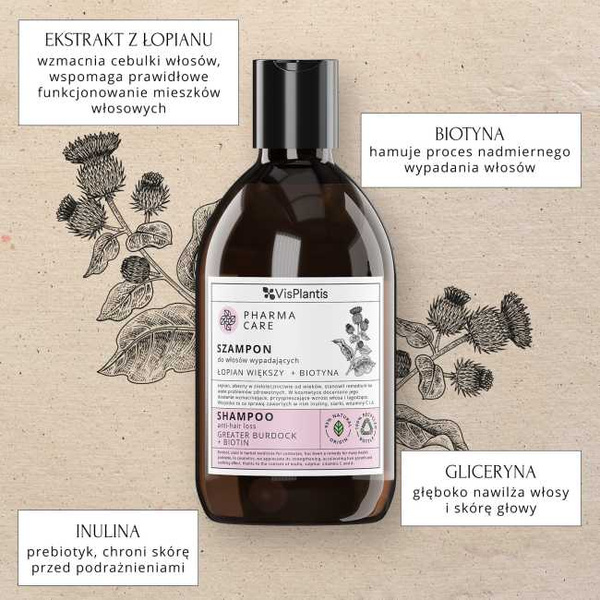 Vis Plantis Pharma Care Shampoo for Hair Loss Greater Burdock and Biotin 500ml