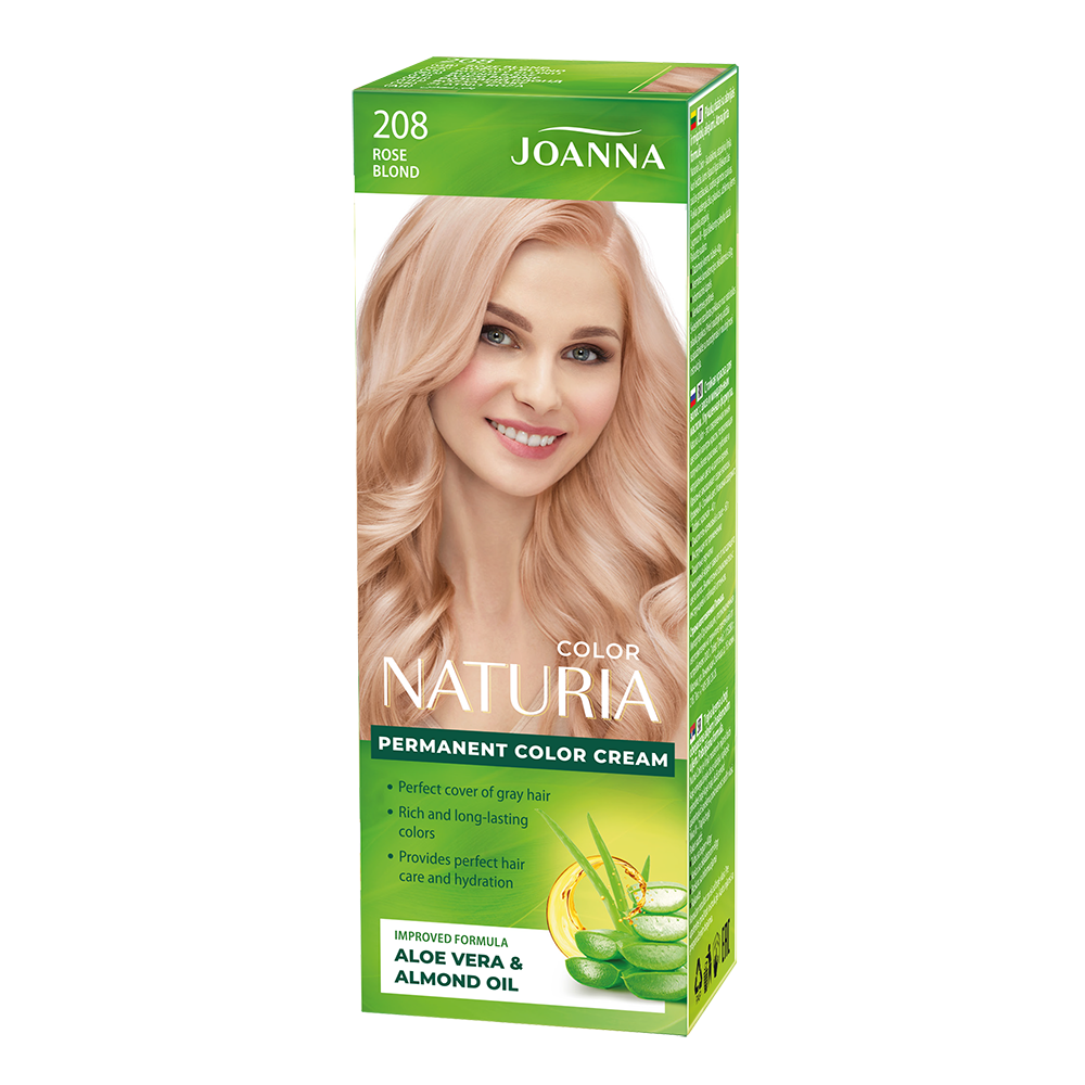Joanna Naturia Trwały Kolor Włosów Farba Pielęgnacja Połysk Nr 208 Różany Blond 100ml