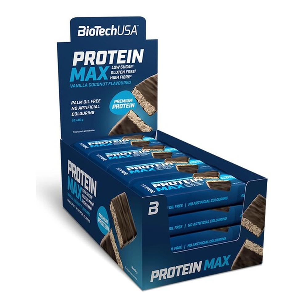 BioTechUSA Protein Max Bar Baton proteinowy, Wanilia i kokos 16 x 45g