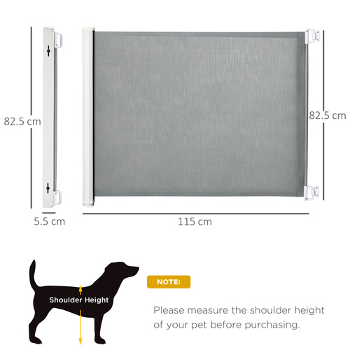PawHut Retractable Pet Safety Gate, Folding Dog Barrier, Grey