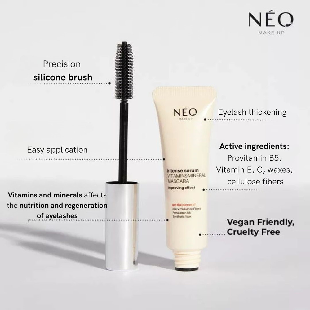 Neo Makeup Intense Serum Vitamins and Minerals Odżywczy Tusz do Rzęs z Tendencją do Wypadania Black 9ml