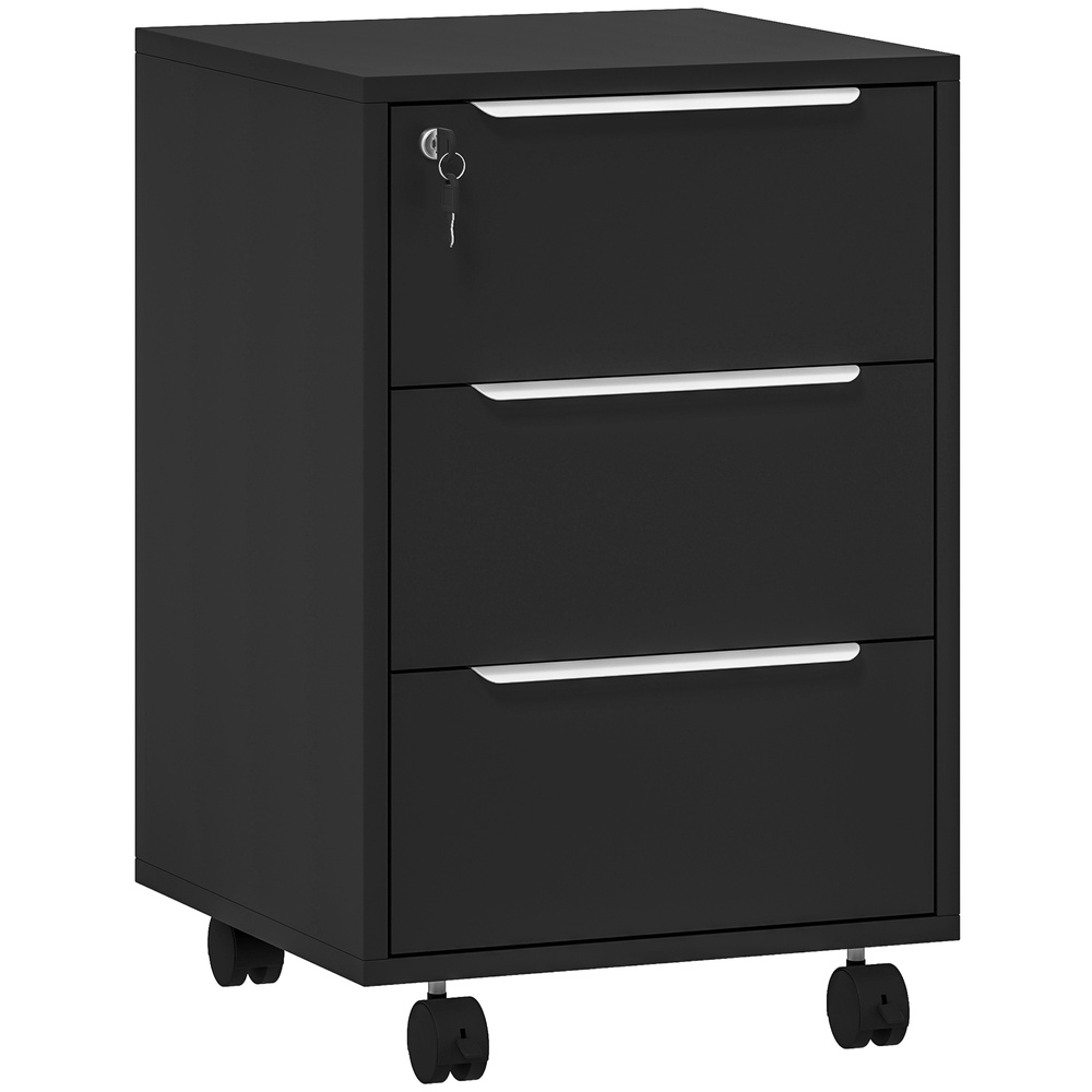 HOMCOM Three-Drawer Locking Filing Cabinet - Black