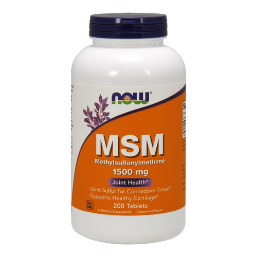 Now Foods MSM Methylsulphonylmethane 1500mg Wspiera Zdrowie Chrząstki 200 Tabletek